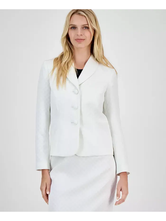 Женский костюм с шалью и юбкой-карандаш Le Suit — изображение 3 из 9, белый