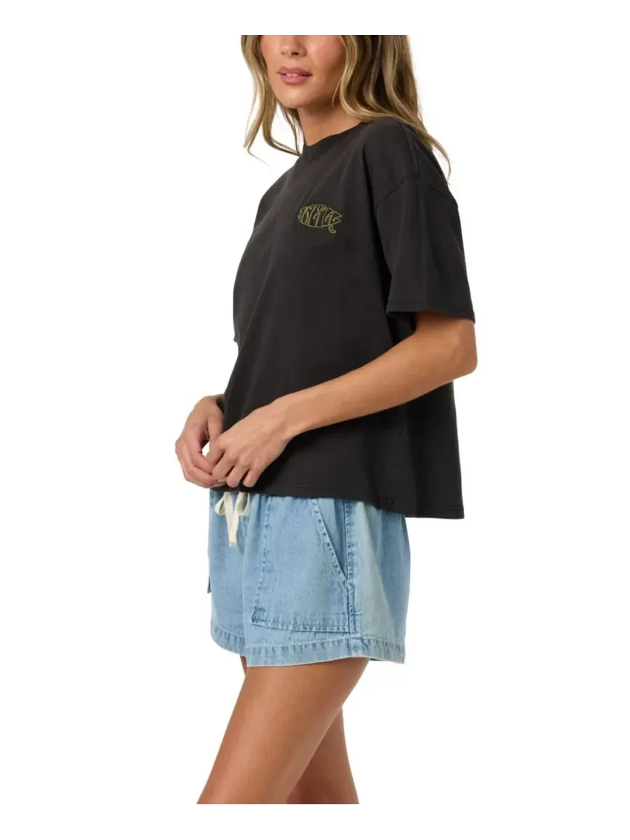 Футболка с принтом Board Graphic, модель Women's Board Graphic Crewneck T-Shirt O'Neill — изображение 3 из 7, черный
