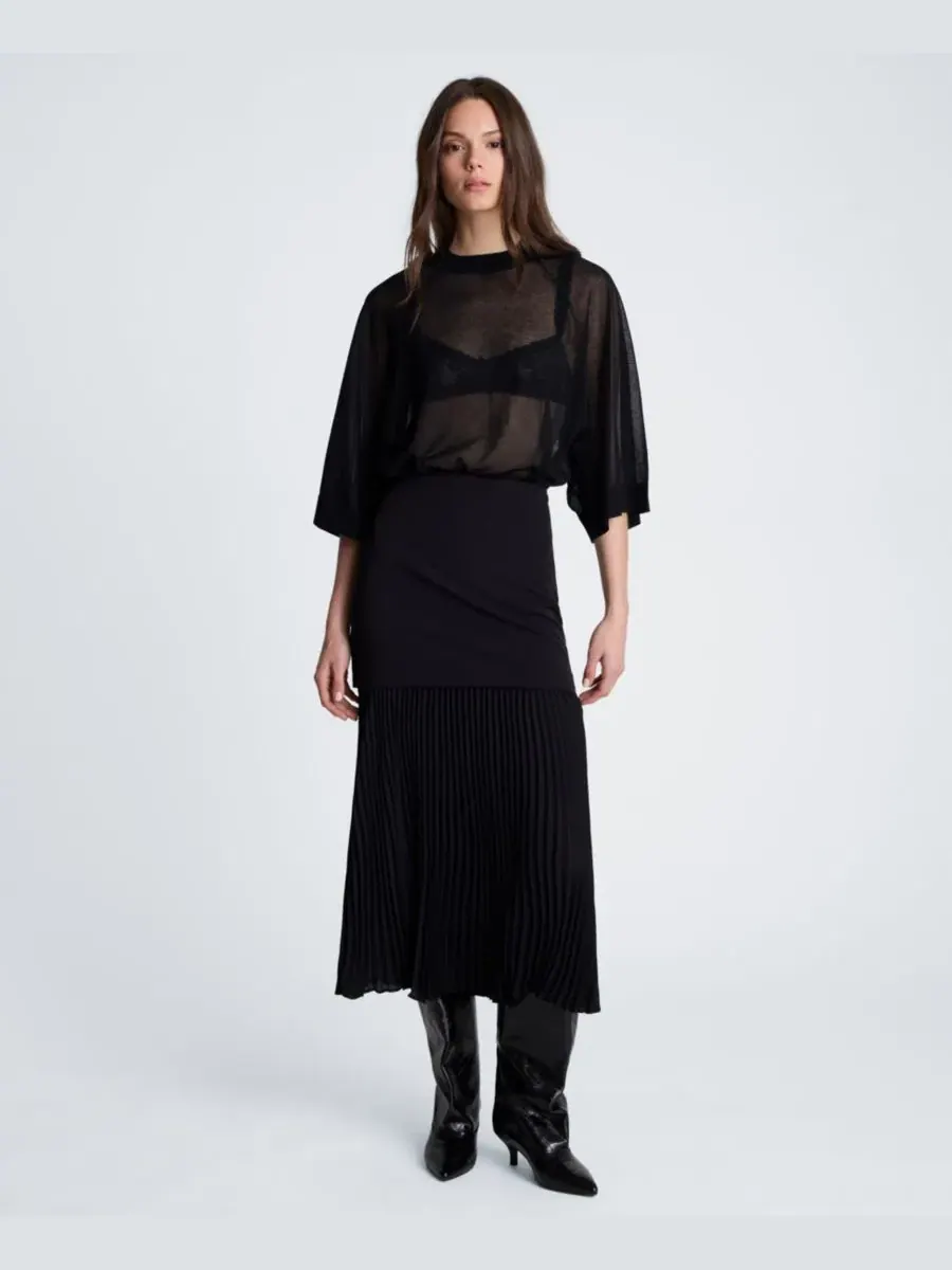 Юбка макси с плиссировкой Kenneth Cole — изображение 2 из 5, черный