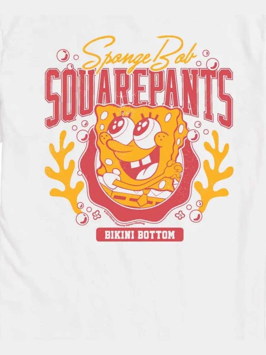 Футболка с принтом Spongebob Squarepants Collegiate AIRWAVES — изображение 3 из 3, белый