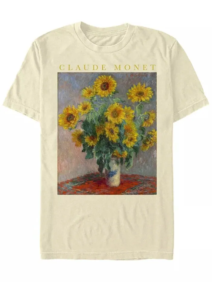 Мужская футболка Monet Sunflowers с коротким рукавом и круглым вырезом Fifth Sun — изображение 1 из 1, прозрачный