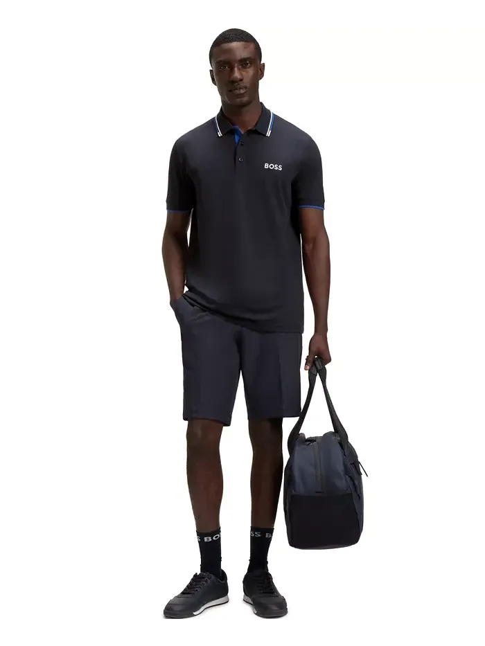 Мужская поло из хлопковой ткани Hugo Boss — изображение 4 из 5, синий