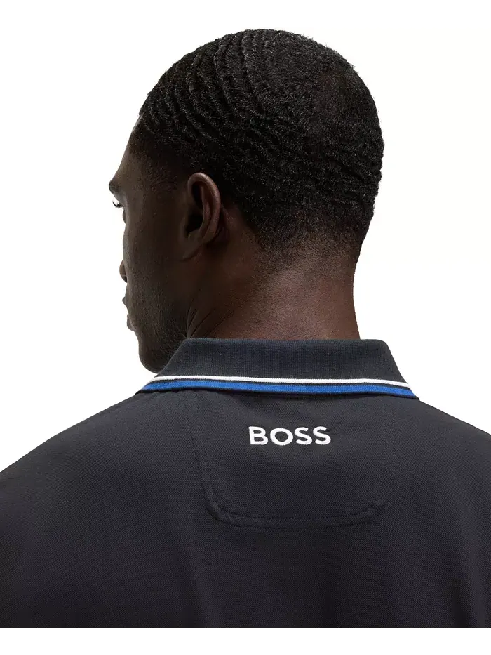 Мужская поло из хлопковой ткани Hugo Boss — изображение 5 из 5, синий