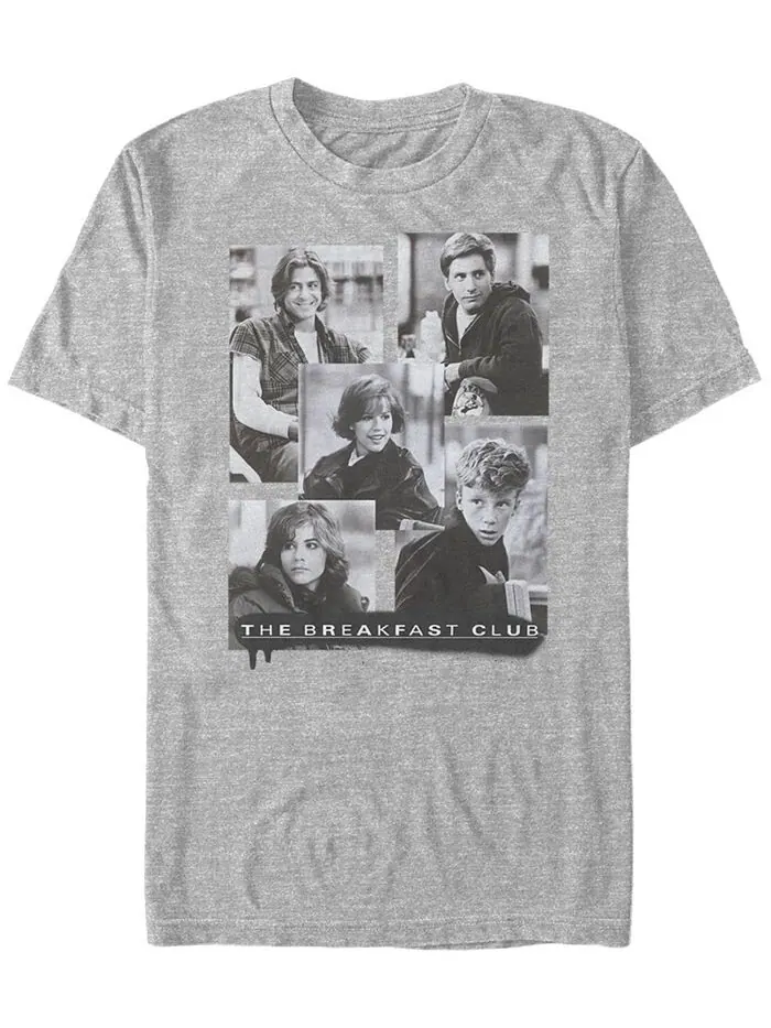 Мужская футболка с короткими рукавами The Breakfast Club с фотографиями персонажей Fifth Sun — изображение 1 из 1, серый