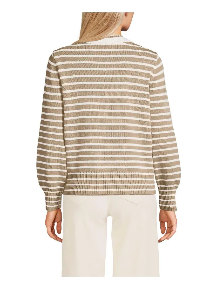 Женский комплект Drifter с V-образным вырезом и рукавами Lands' End, champagne/айвори mini stripe — изображение 3 из 3