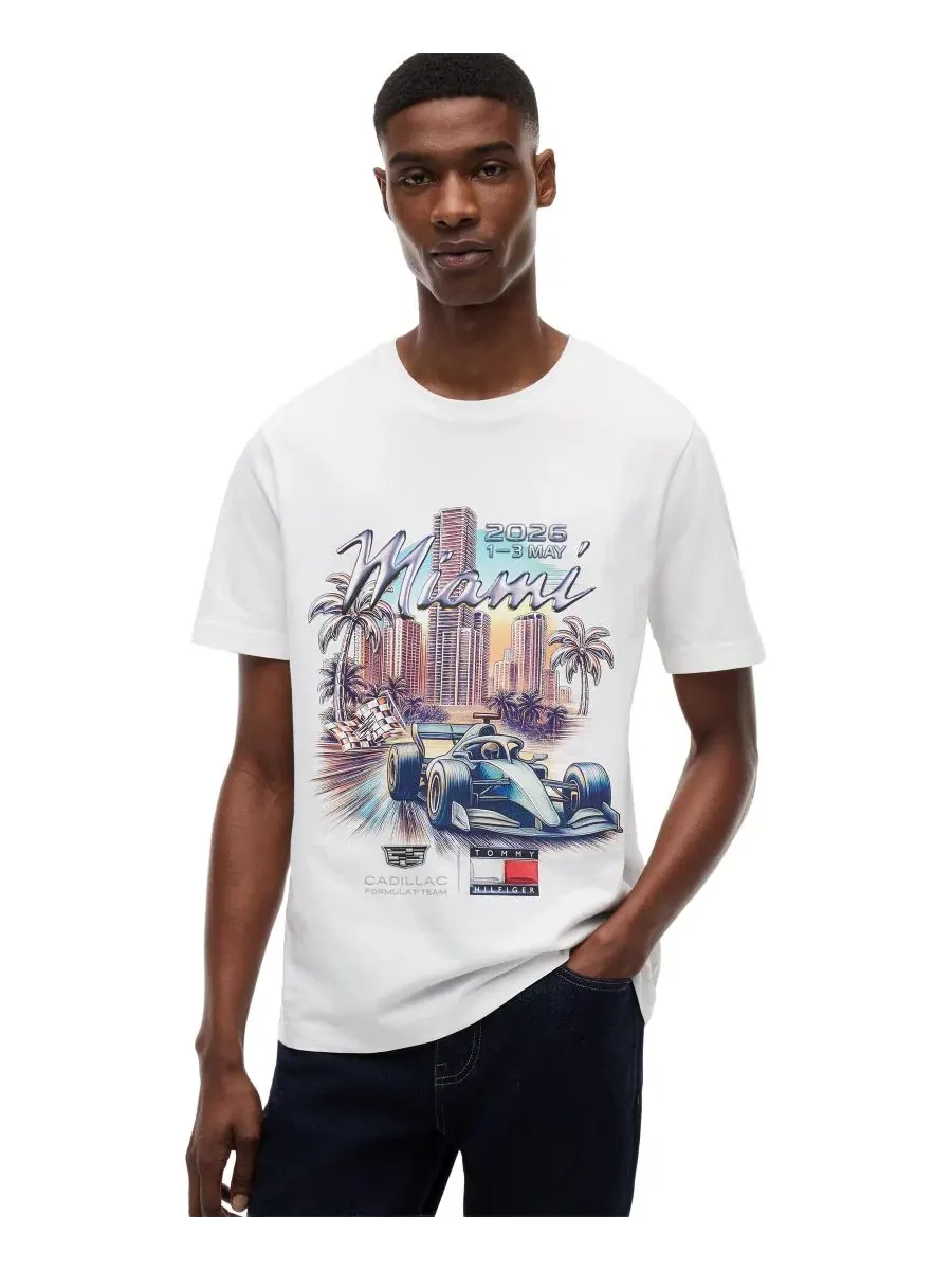 Мужская футболка с графическим принтом Cadillac F1 Miami Tommy Hilfiger — изображение 1 из 5, белый