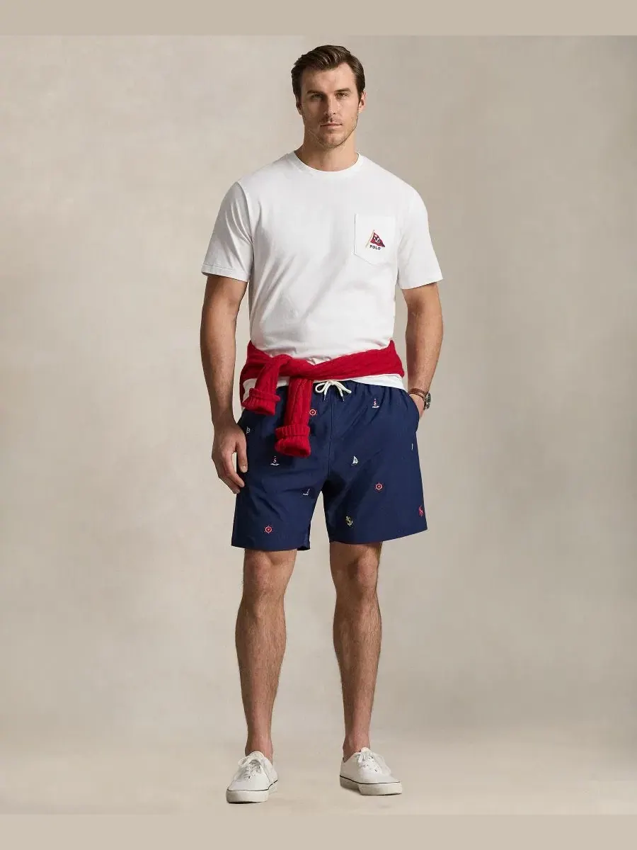 Футболка классического кроя с вышивкой Polo Bear и флагом Polo Ralph Lauren — изображение 2 из 5, белый
