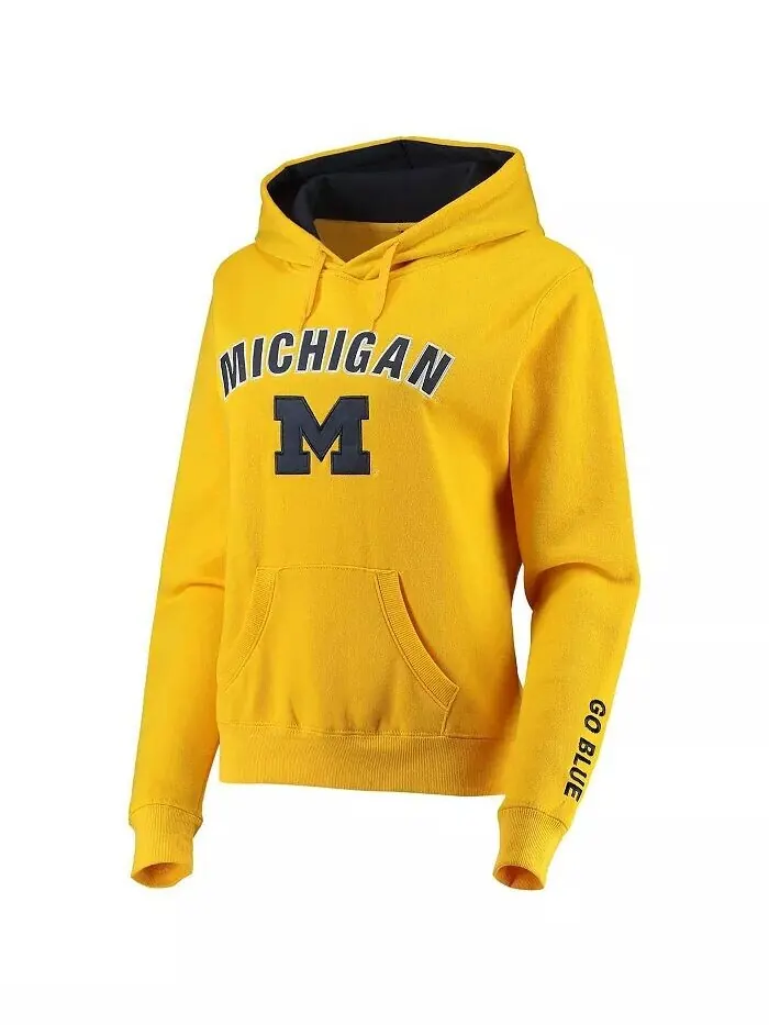 Женский пуловер с капюшоном Maize Michigan Wolverines Arch and Logo 1 Colosseum — изображение 3 из 3, желтый