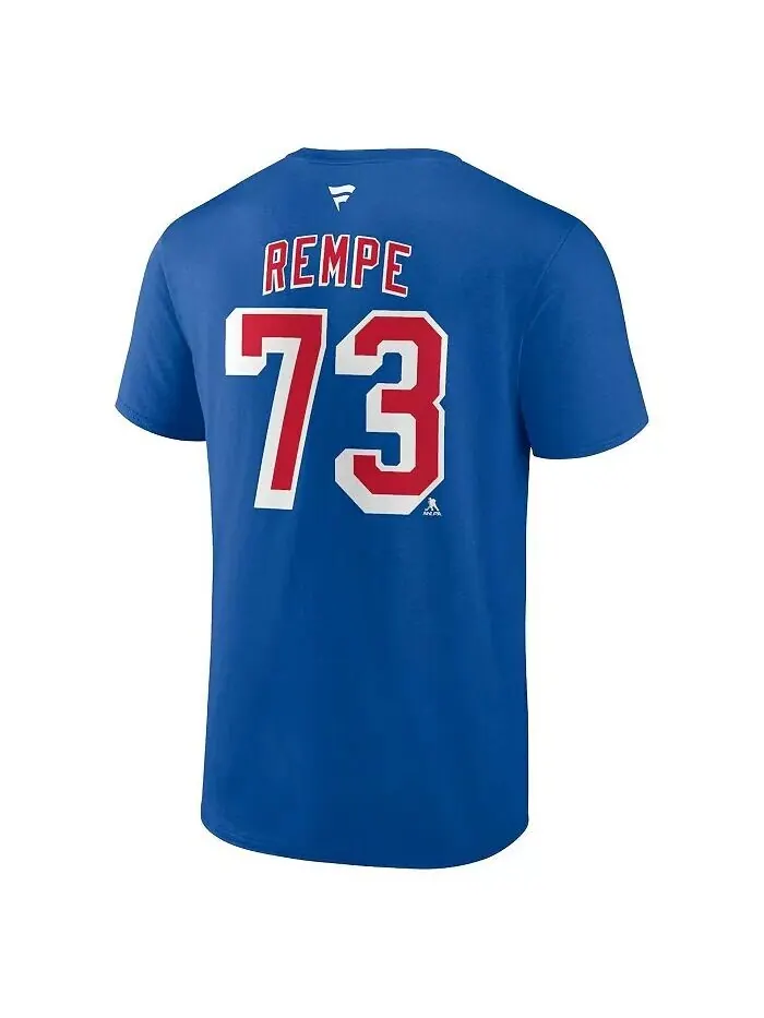 Мужская футболка Matt Rempe Blue New York Rangers с аутентичным именем и номером Fanatics — изображение 3 из 3