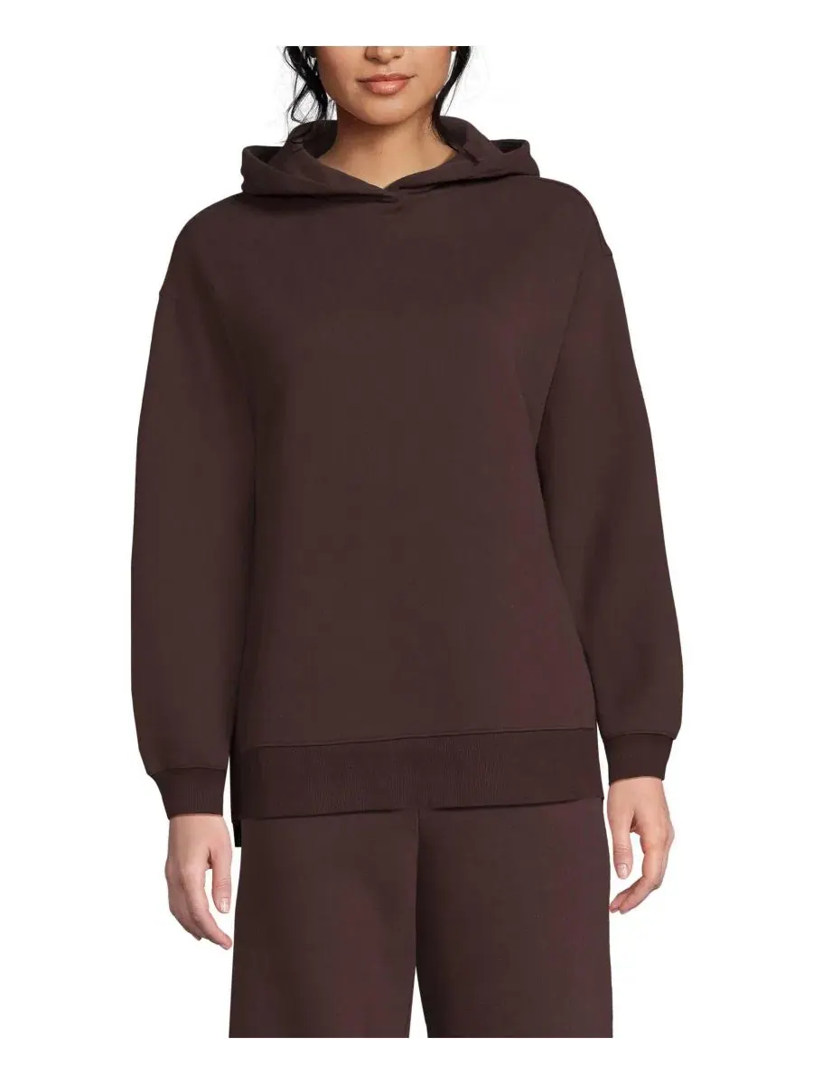 Женская толстовка с длинными рукавами и капюшоном Serious Sweats Lands' End — изображение 1 из 4, насыщенный коричневый