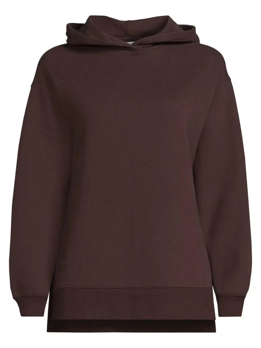 Женская толстовка с длинными рукавами и капюшоном Serious Sweats Lands' End — изображение 3 из 4, насыщенный коричневый