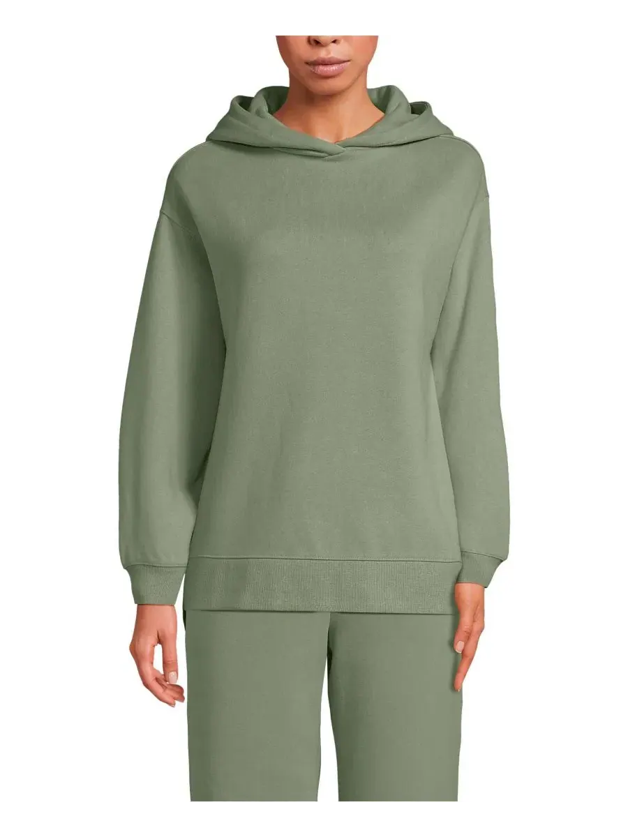 Женская толстовка с длинными рукавами и капюшоном Serious Sweats Lands' End — изображение 1 из 4, шалфейный