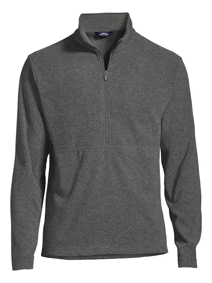Толстовка Big & Tall Thermacheck 100 Fleece с молнией до середины груди Lands' End — изображение 3 из 3, серый