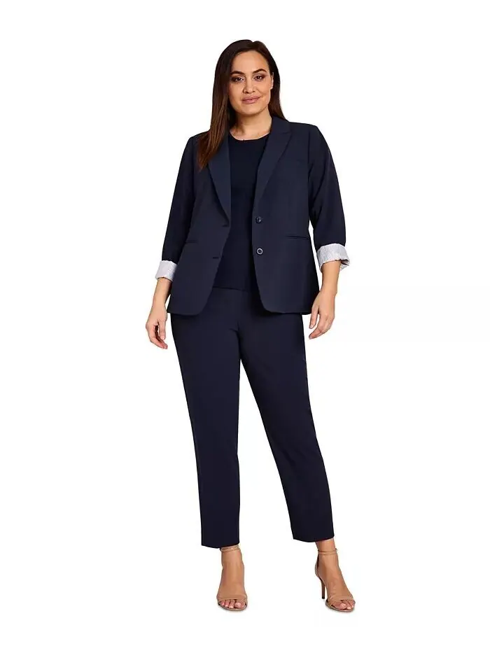 Куртка больших размеров с двумя пуговицами, отложным воротником, свитер, футболка и брюки Shannon — изображение 4 из 5, белый