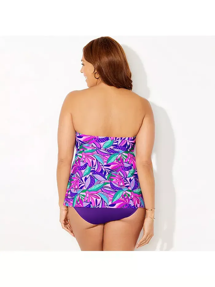 Женский топ-бандо танкини со сборкой Swimsuits for All — изображение 2 из 2, фиолетовый