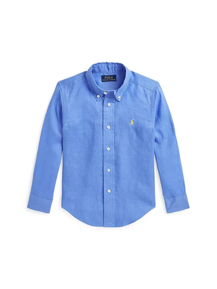 Льняная рубашка для малышей и маленьких мальчиков Polo Ralph Lauren — изображение 1 из 2, синий