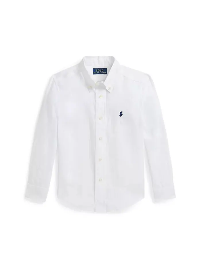 Льняная рубашка для малышей и маленьких мальчиков Polo Ralph Lauren — изображение 1 из 3, белый