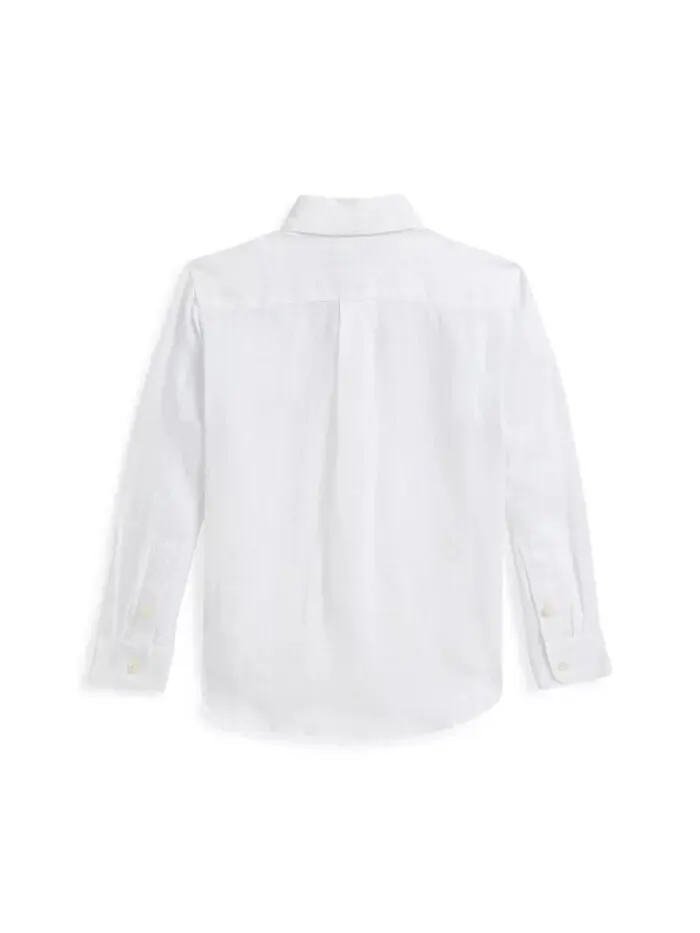 Льняная рубашка для малышей и маленьких мальчиков Polo Ralph Lauren — изображение 2 из 3, белый