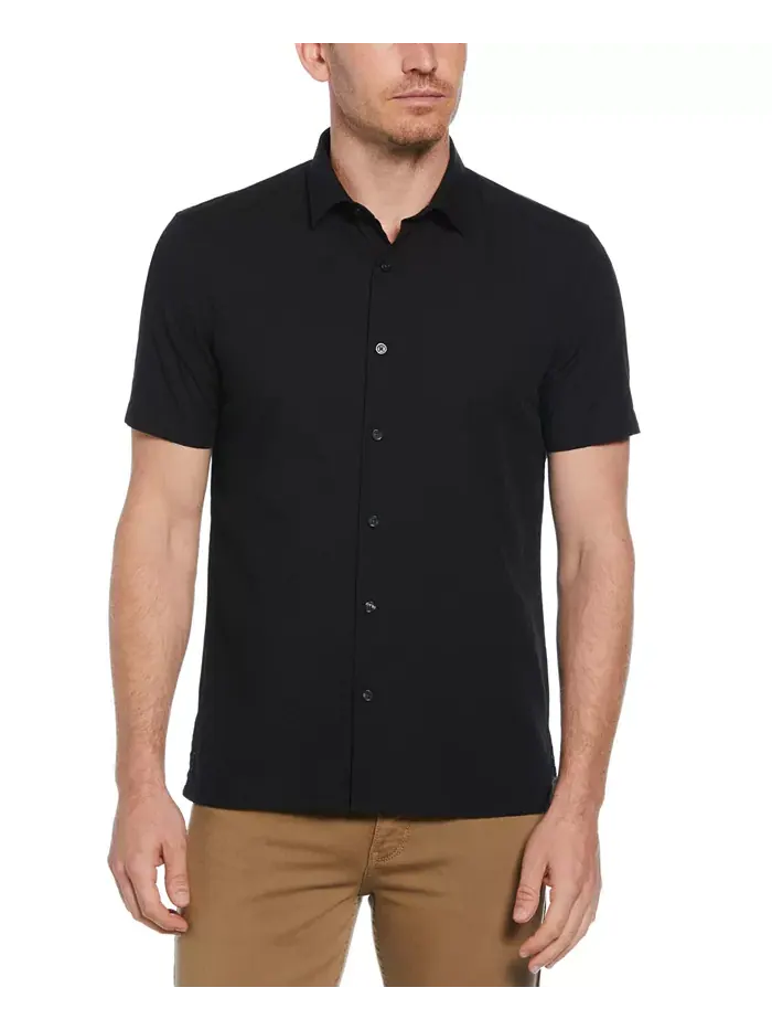 Мужская рубашка из ткани в рубчик Perry Ellis — изображение 1 из 3, черный