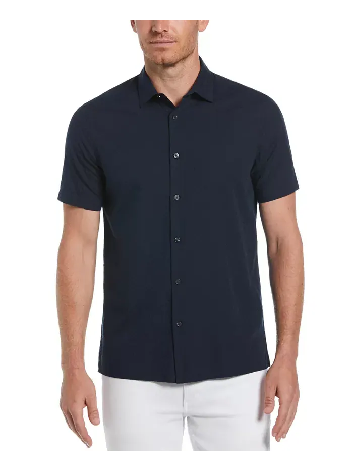 Мужская рубашка из ткани в рубчик Perry Ellis — изображение 1 из 3, сапфировый