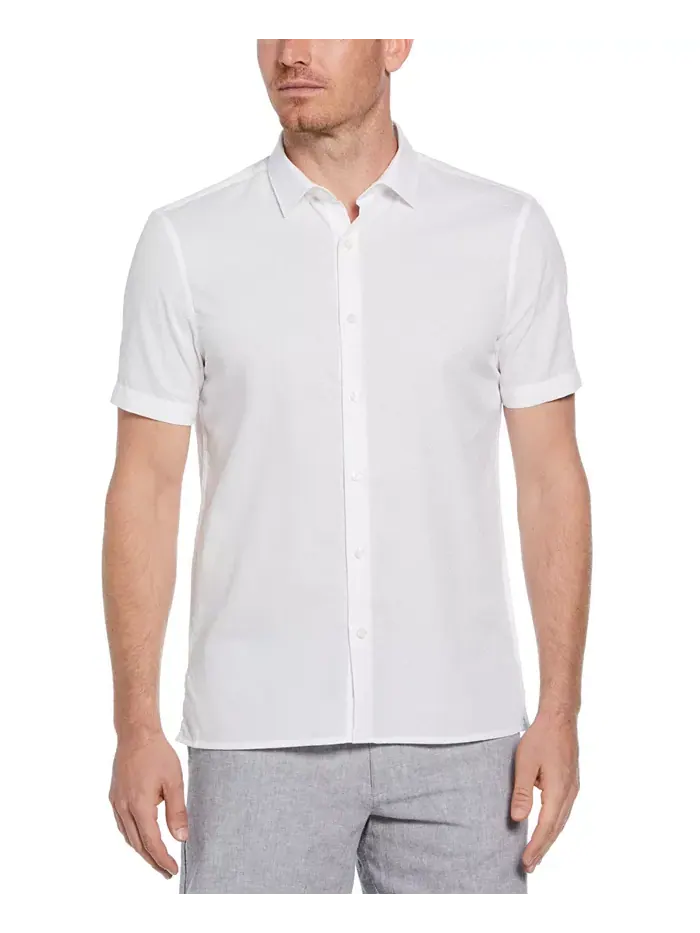 Мужская рубашка из ткани в рубчик Perry Ellis — изображение 1 из 3, яркий белый