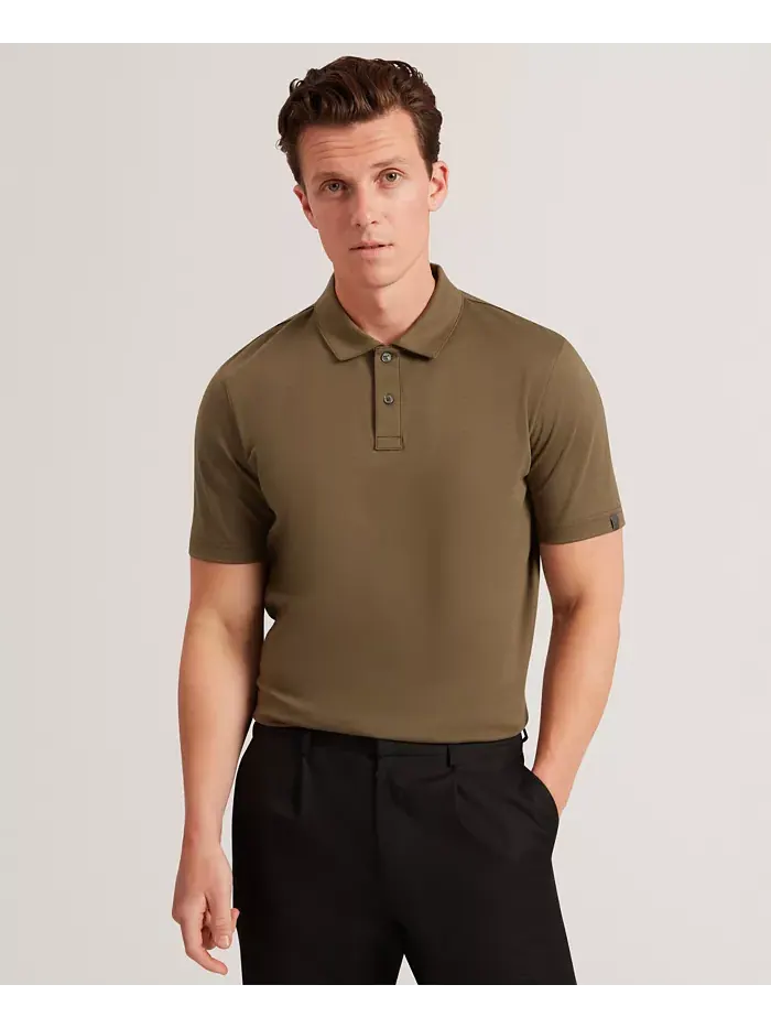 Мужская поло Regular Fit с мягкой текстурой Ted Baker — изображение 1 из 6, коричневый