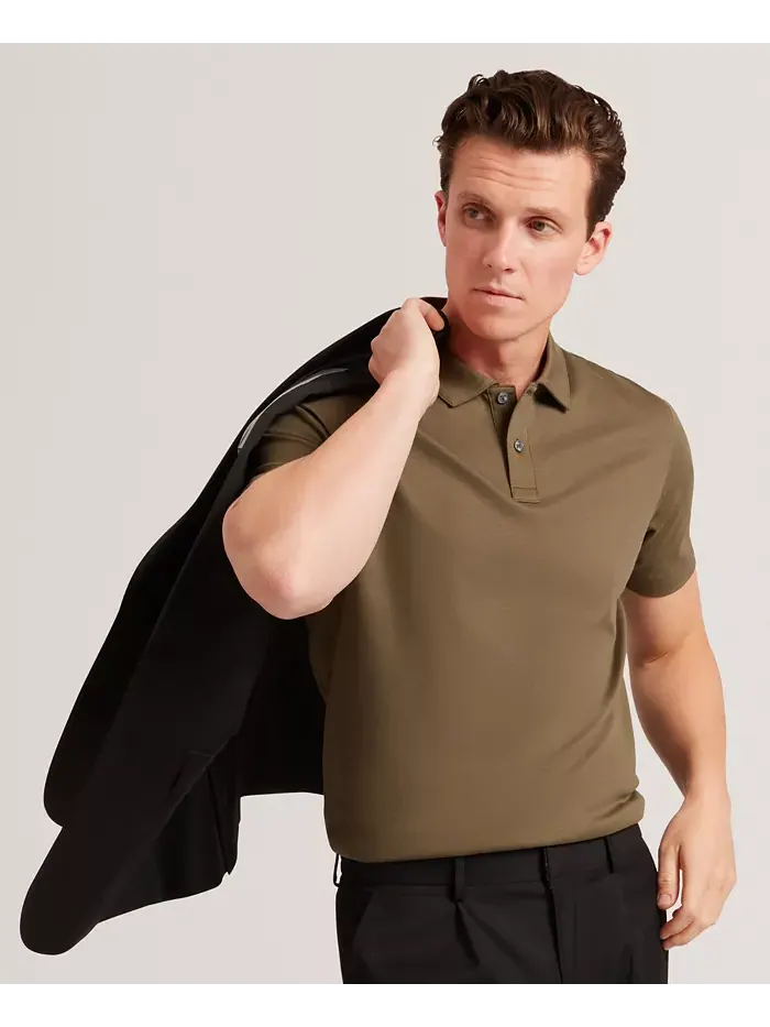 Мужская поло Regular Fit с мягкой текстурой Ted Baker — изображение 3 из 6, коричневый