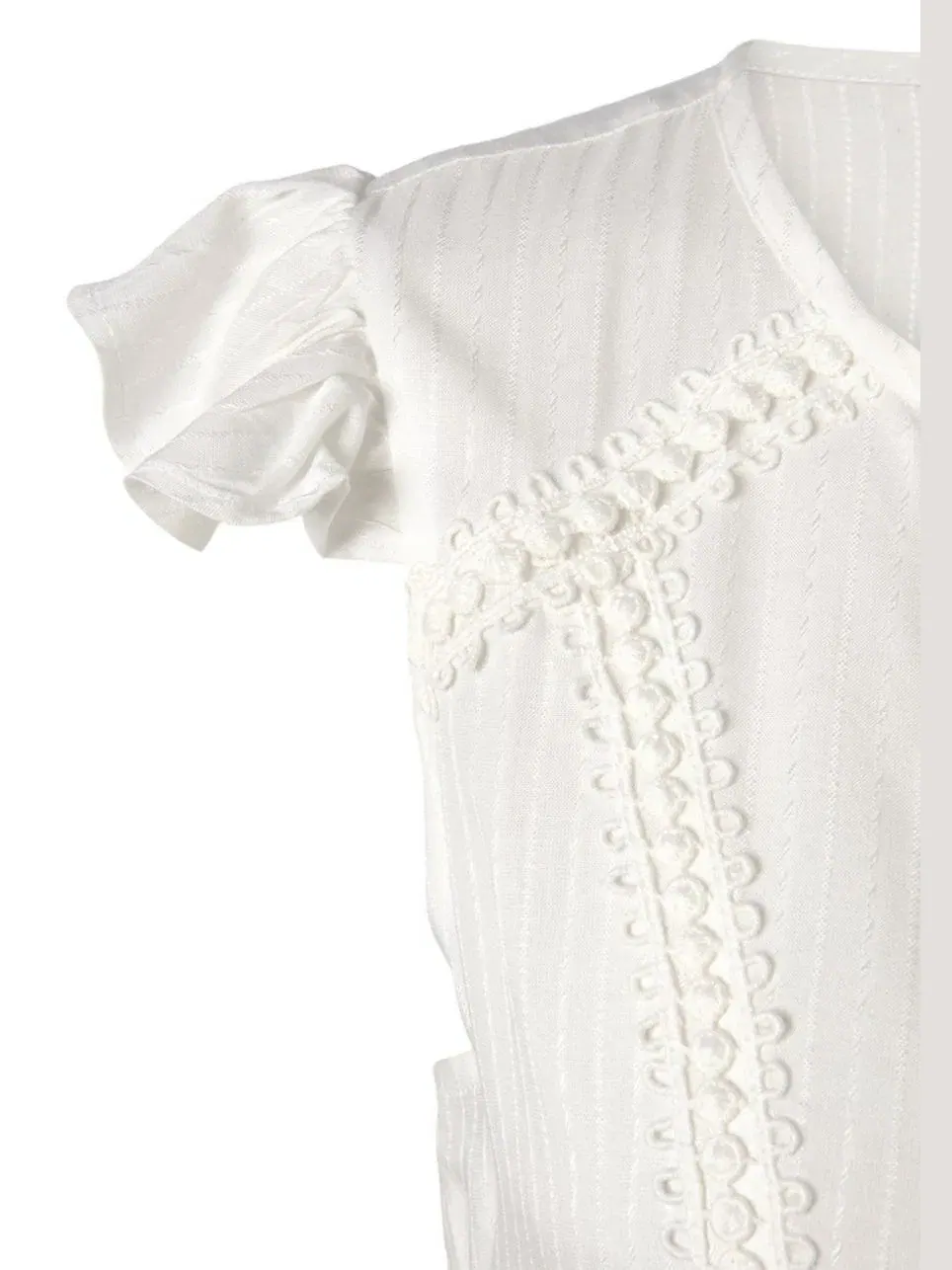Платье-трапеция с кружевным лифом и ярусной юбкой, модель Crochet Ruffle Trim LASCANA — изображение 5 из 8, белый