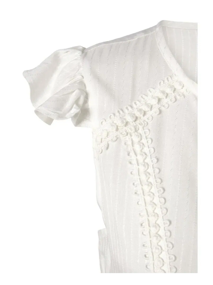 Платье-трапеция с кружевным лифом и ярусной юбкой, модель Crochet Ruffle Trim LASCANA — изображение 8 из 8, белый