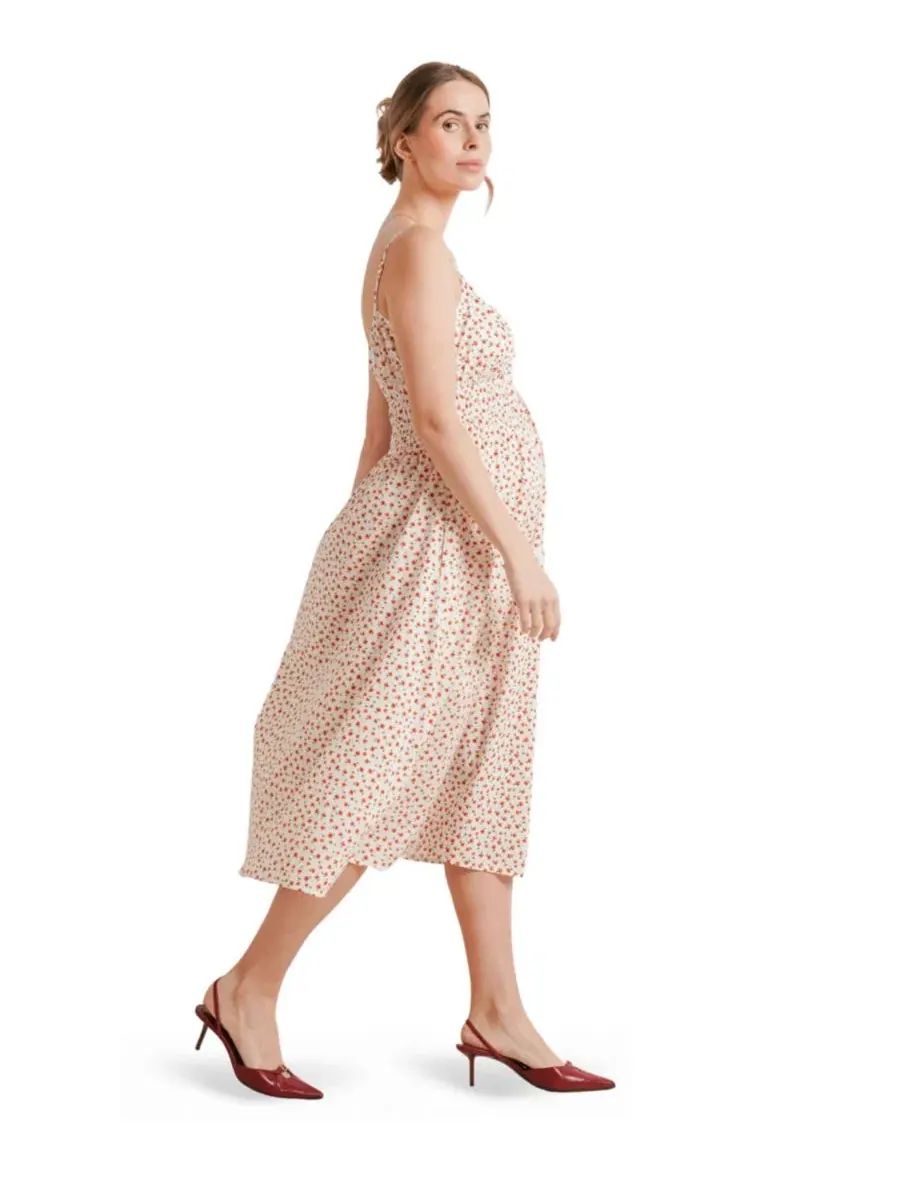 Платье для беременных и кормления с принтом Roma Maternity & Nursing Dress NOM Maternity — изображение 2 из 5, красный