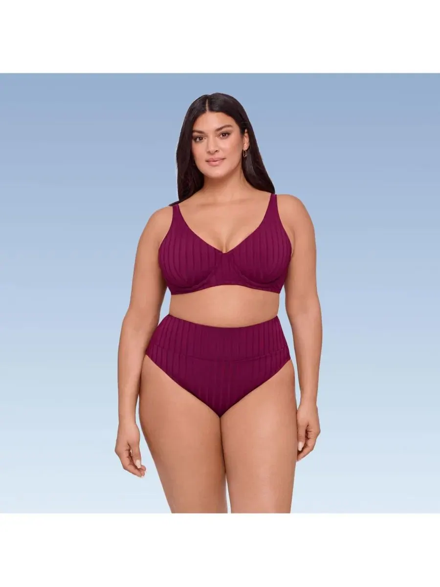 Топ бикини с косточками и широкими ребрами S3 Apparel, Cherry Mocha Wide Rib — изображение 4 из 4