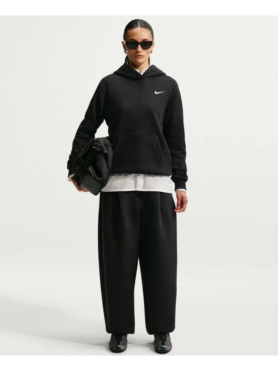 Худи Nike Studio Fleece с капюшоном, длинным рукавом и логотипом Swoosh — изображение 1 из 5, черный