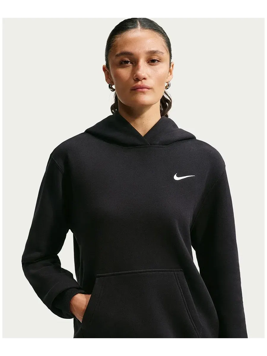 Худи Nike Studio Fleece с капюшоном, длинным рукавом и логотипом Swoosh — изображение 2 из 5, черный
