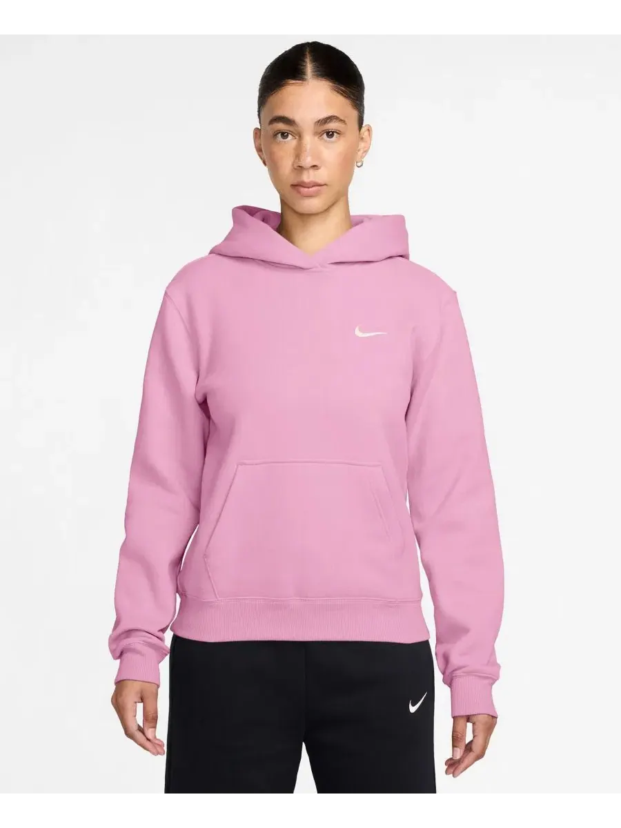 Женский худи-пуловер Studio Fleece средней плотности Nike — изображение 1 из 3, розовый