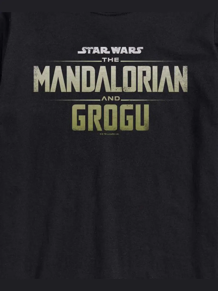 Футболка с длинным рукавом The Mandalorian & Grogu Logo Vintage Faded AIRWAVES — изображение 3 из 3, черный