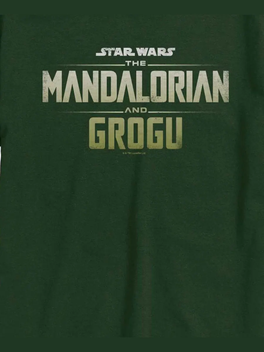Футболка с принтом The Mandalorian & Grogu Logo Vintage Faded AIRWAVES — изображение 3 из 3, зеленый