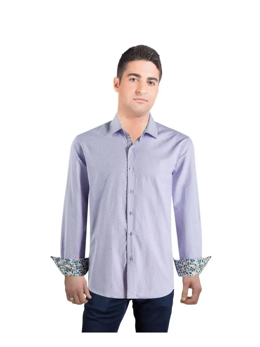 Мужская рубашка с принтом в горошек Slim Fit Elie Balleh — изображение 1 из 4, фиолетовый