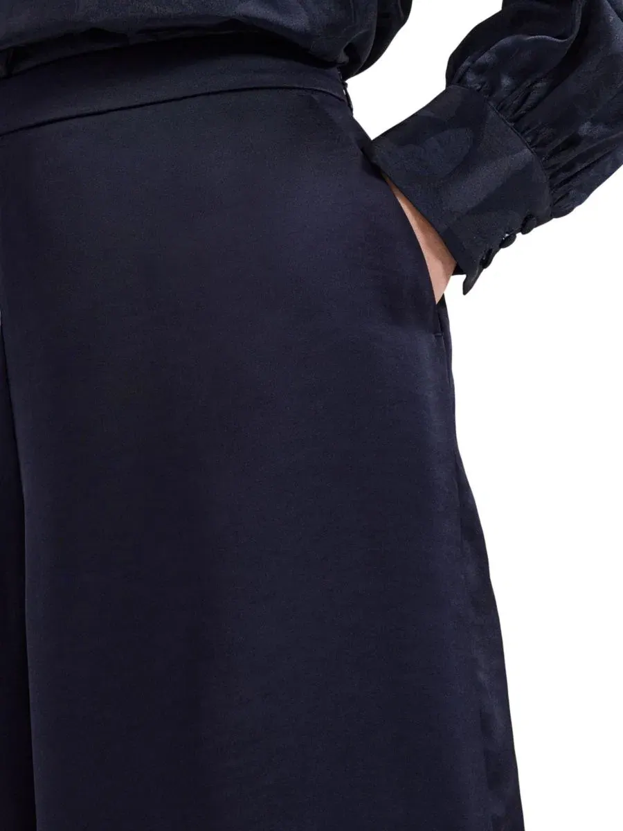 Брюки женские сатиновые с высокой посадкой, модель Beccy Satin Trouser Phase Eight — изображение 4 из 8, синий