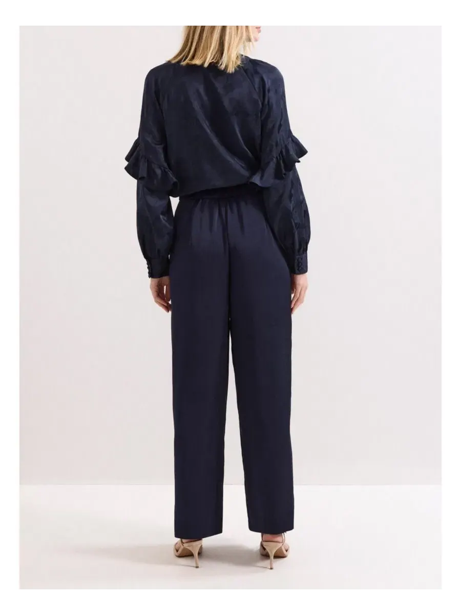 Брюки женские сатиновые с высокой посадкой, модель Beccy Satin Trouser Phase Eight — изображение 8 из 8, синий