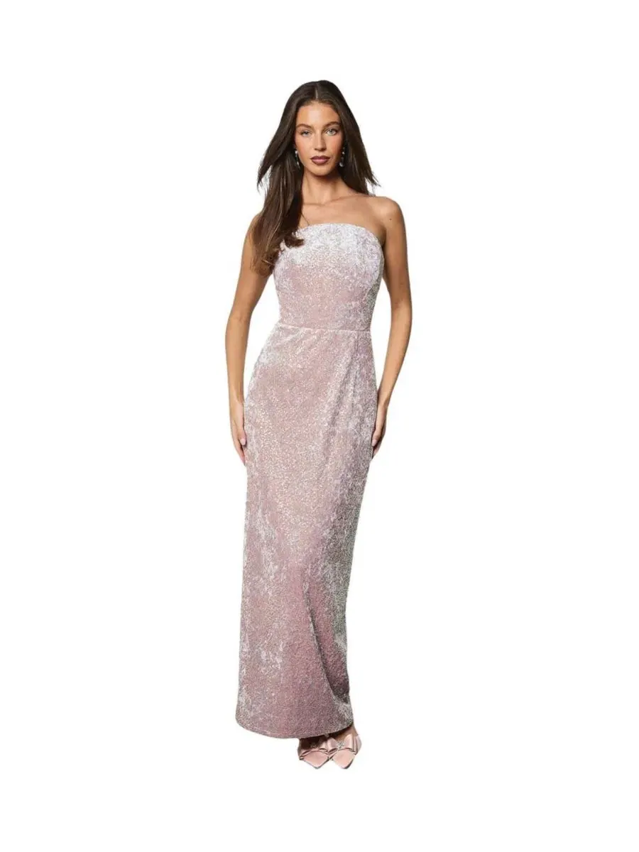Платье с пайетками, без рукавов, модель Sequin Bandeau Neck Column Coast — изображение 1 из 5, розовый
