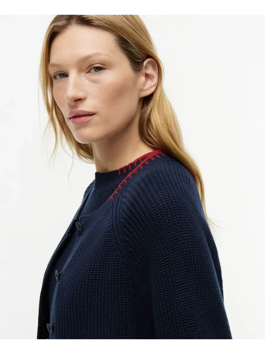 Кардиган женский с кружевной отделкой, с длинным рукавом Tommy Hilfiger — изображение 3 из 4, темный темно-синий