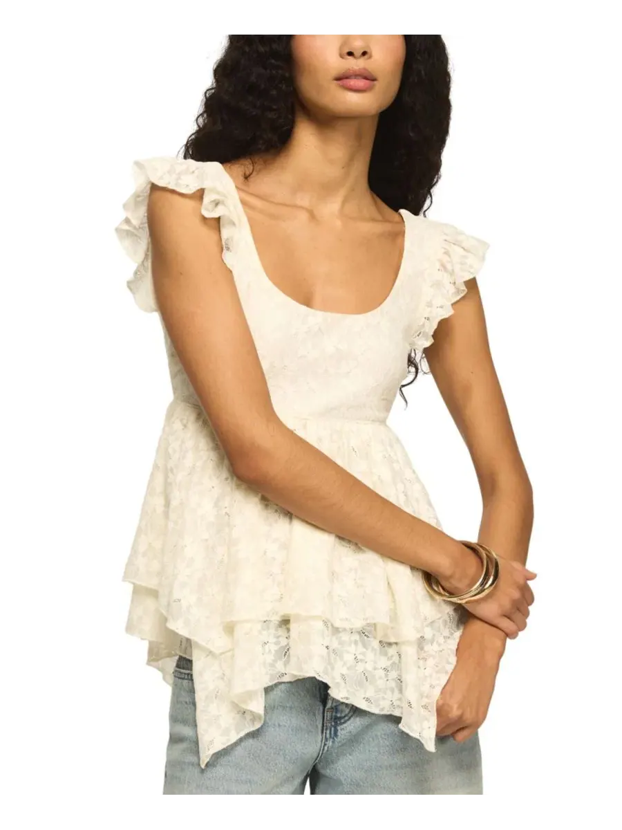 Топ с длинным рукавом с кружевной отделкой, модель Flutter-Sleeve Lucky Brand