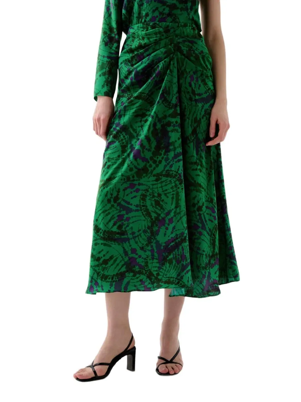 Юбка-миди с принтом Fire Print Skirt Scalpers — изображение 1 из 4, зеленый