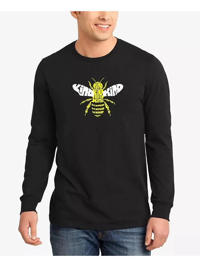 Футболка мужская Bee Kind Word Art с длинными рукавами LA Pop Art — изображение 1 из 3, черный