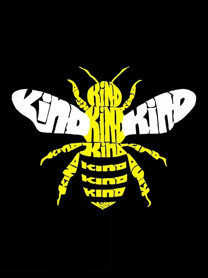 Футболка мужская Bee Kind Word Art с длинными рукавами LA Pop Art — изображение 3 из 3, черный