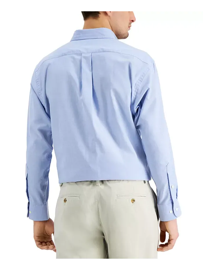 Мужская классическая рубашка Pinpoint Dress Shirt Club Room — изображение 5 из 7, светлый синий