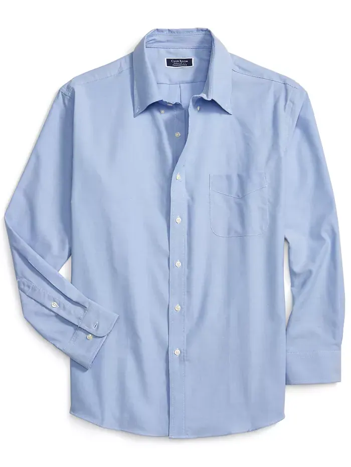 Мужская классическая рубашка Pinpoint Dress Shirt Club Room — изображение 6 из 7, светлый синий