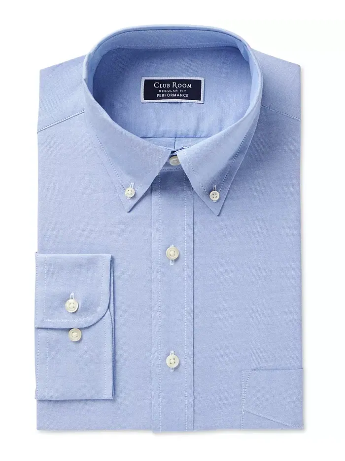 Мужская классическая рубашка Pinpoint Dress Shirt Club Room — изображение 7 из 7, светлый синий
