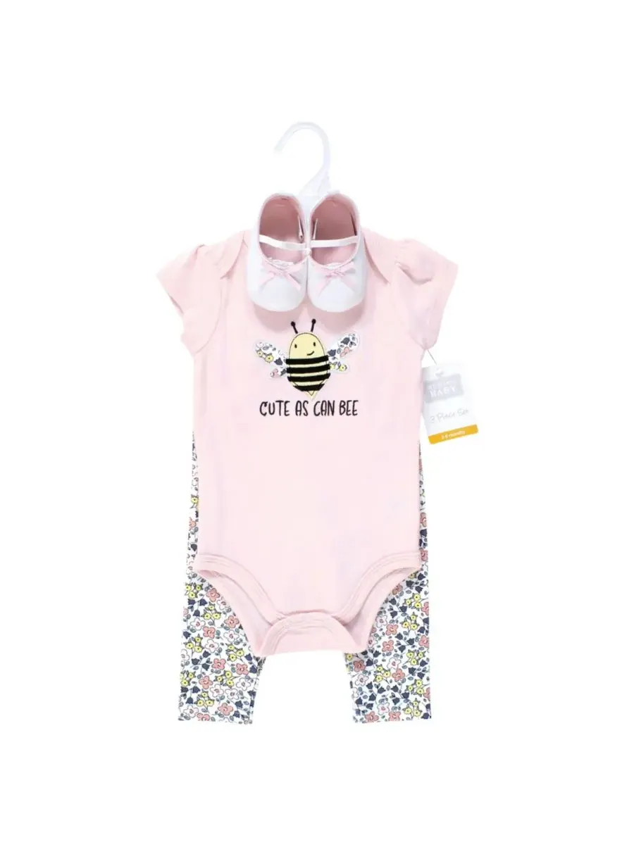 Хлопковый боди, брюки и комплект обуви Hudson Baby, Cute Bee — изображение 2 из 4