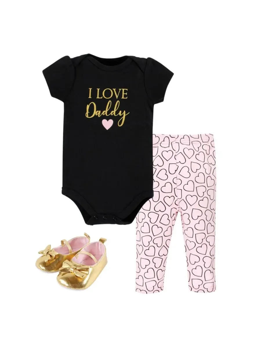 Хлопковый боди, брюки и комплект обуви Hudson Baby, Girl Daddy — изображение 1 из 5